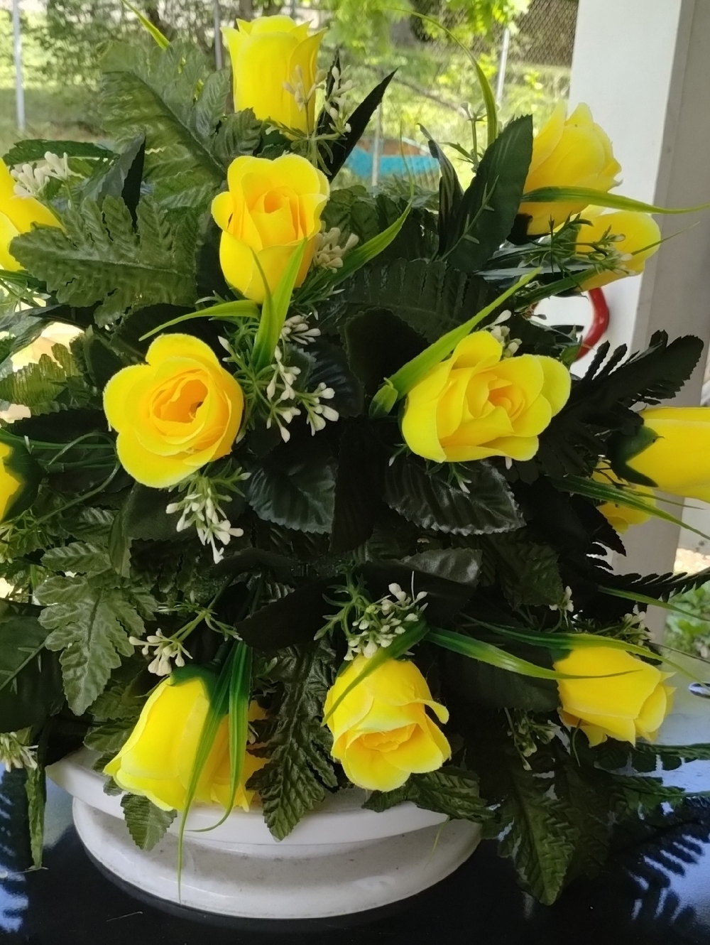 Yellow Rose Memorial Saddle /Mailbox Cover/Baby Sized /Small